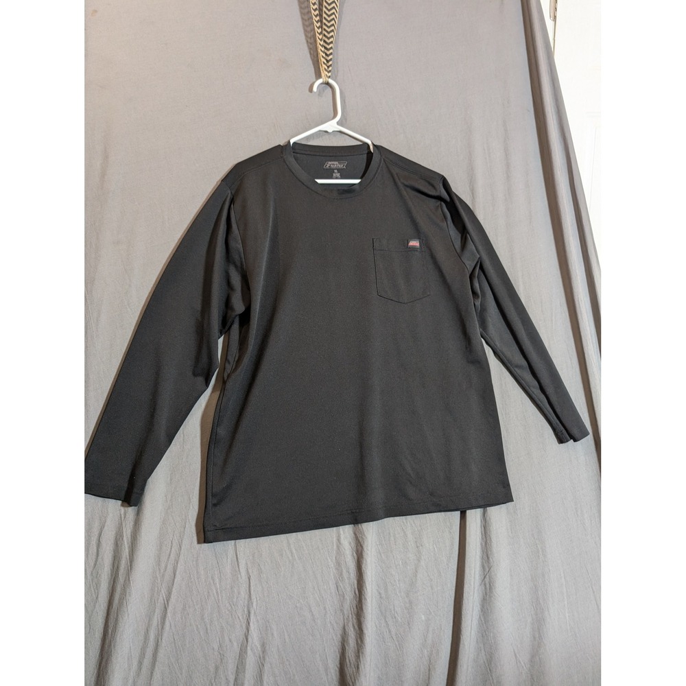 Dickies Mens Long Sleeve Work Shirt Black‎ Pocket Tee Size XL
